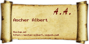 Ascher Albert névjegykártya